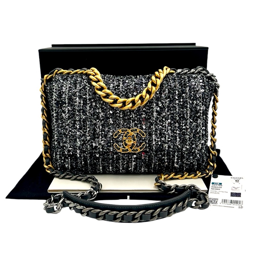CHANEL 19 Flap Bag in RARE Silver Sequins